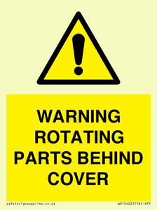 WARNING ROTATING PARTS BEHIND COVER